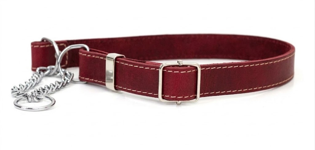 Martingale Midnight Black Leather Dog Collar