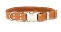 Pro Line Quick-Release Khaki Leather Dog Collar with Metal Buckle