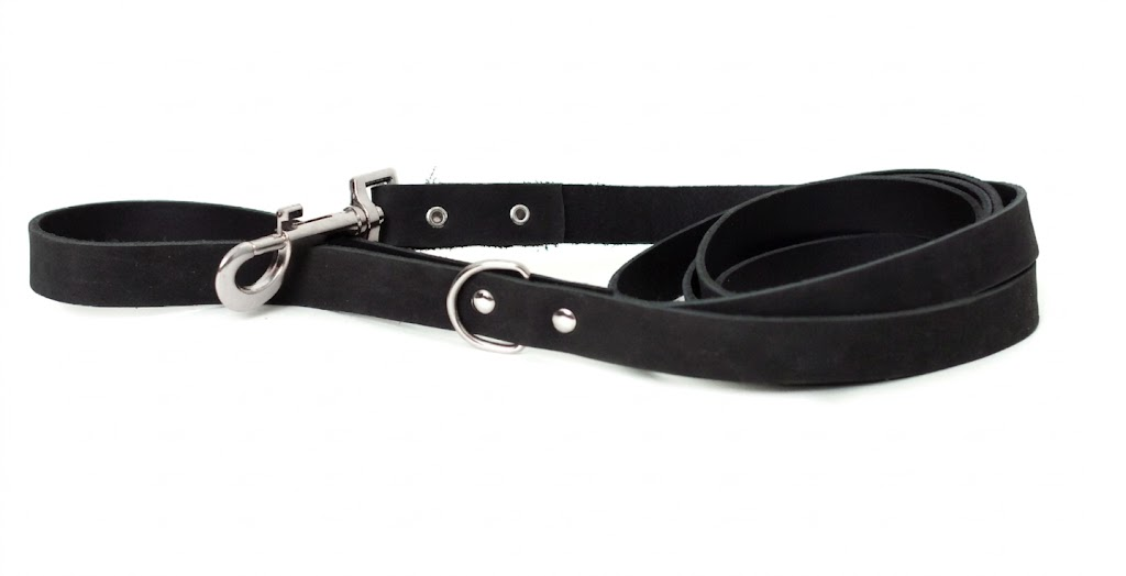 Modern Style Midnight Black Leather Leash