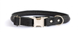 Rolled Style Black Leather Quick-Release Dog Collar